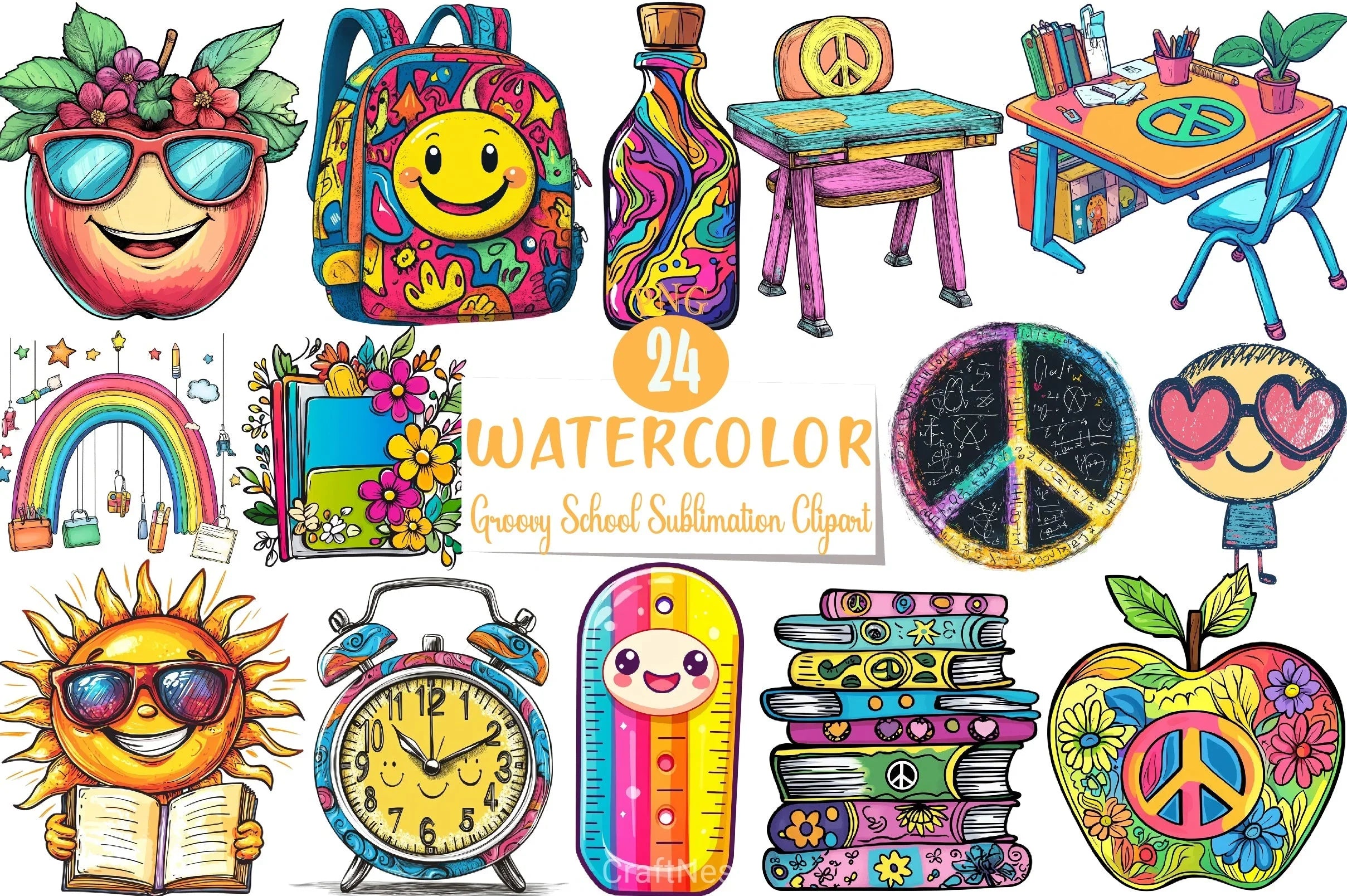 Groovy School Clipart Bundle 4 - CraftNest - Digital Crafting and Art