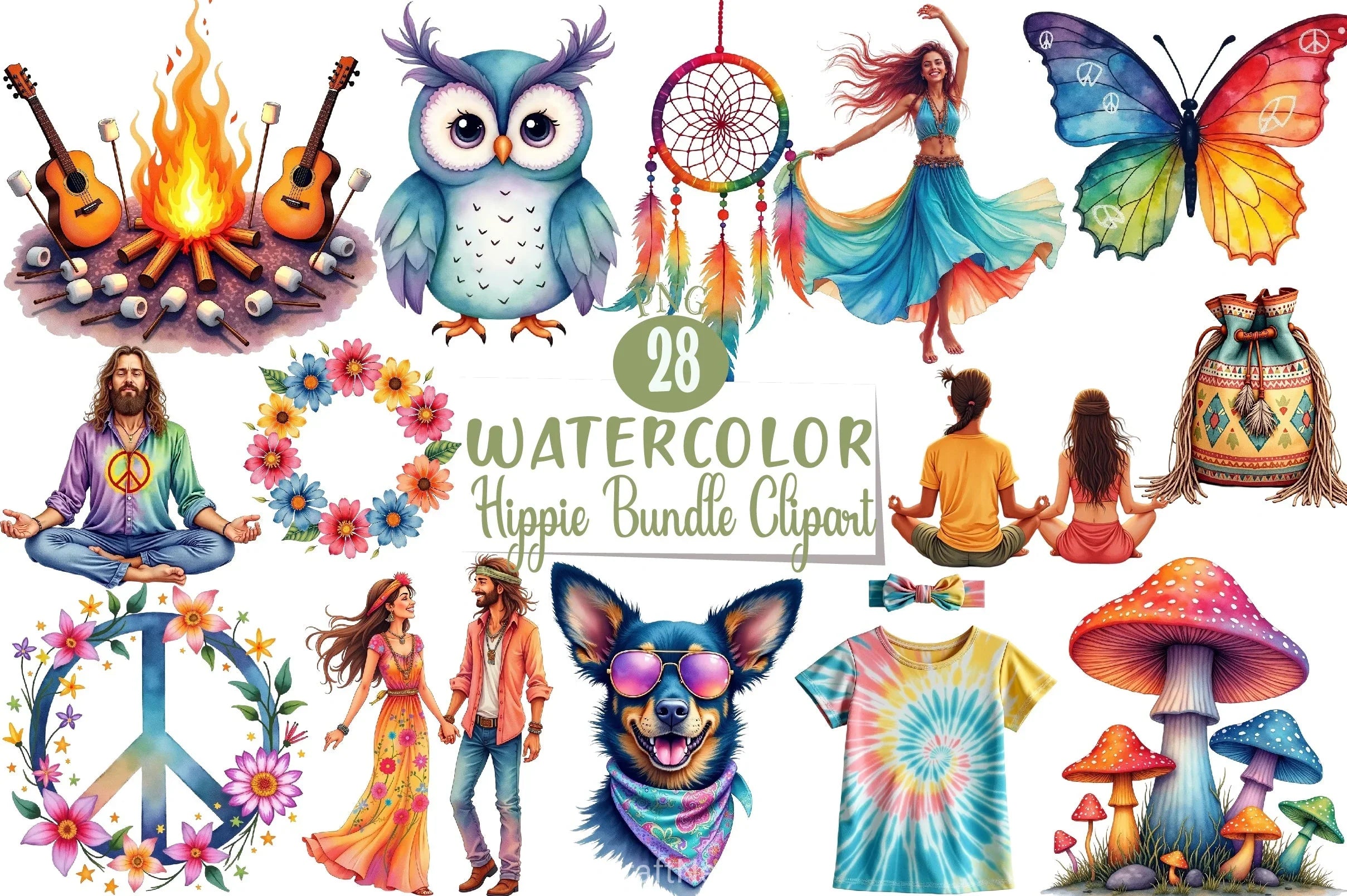 Hippie Clipart Bundle 5 - CraftNest - Digital Crafting and Art