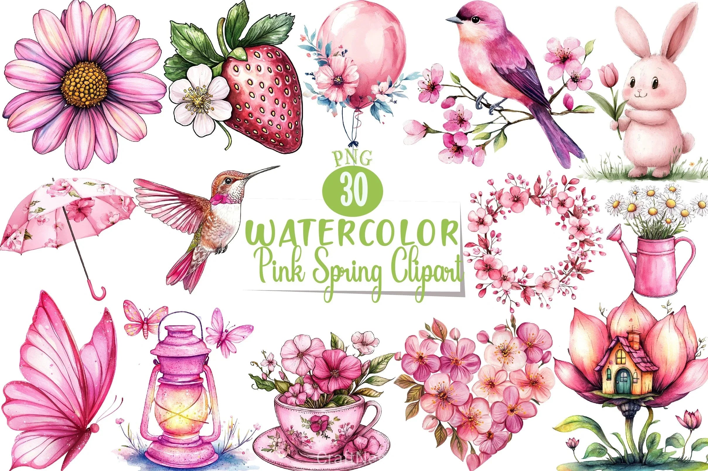 Pink Spring Clipart Bundle 6 - CraftNest - Digital Crafting and Art
