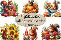 Fall Squirrel Garden Clipart Bundle 8 - CraftNest - Digital Crafting and Art