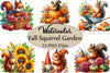 Fall Squirrel Garden Clipart Bundle
