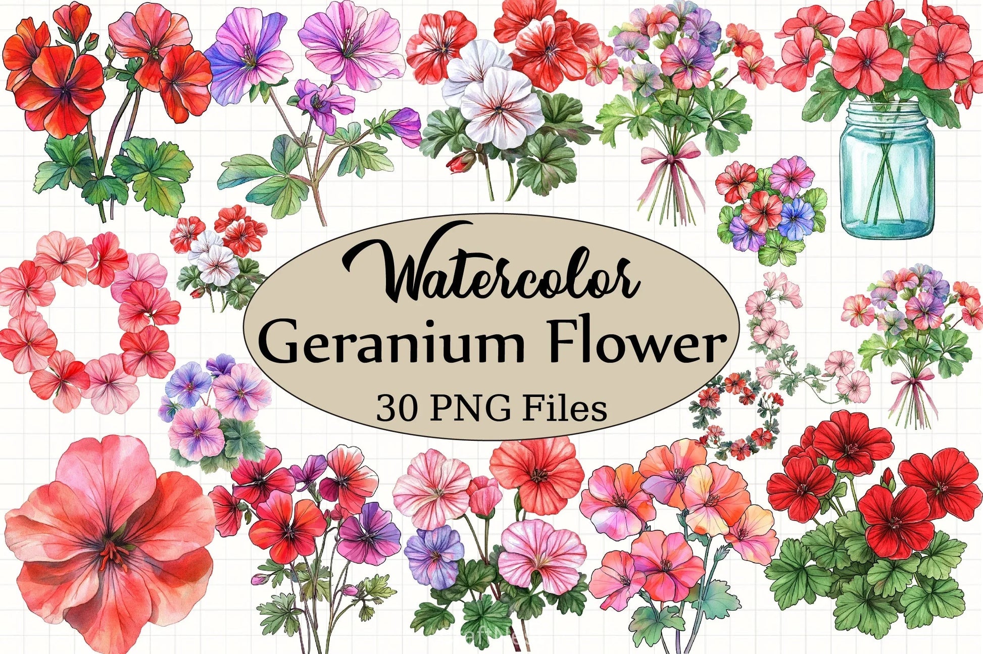 Geranium Flower Clipart Bundle - CraftNest - Digital Crafting and Art