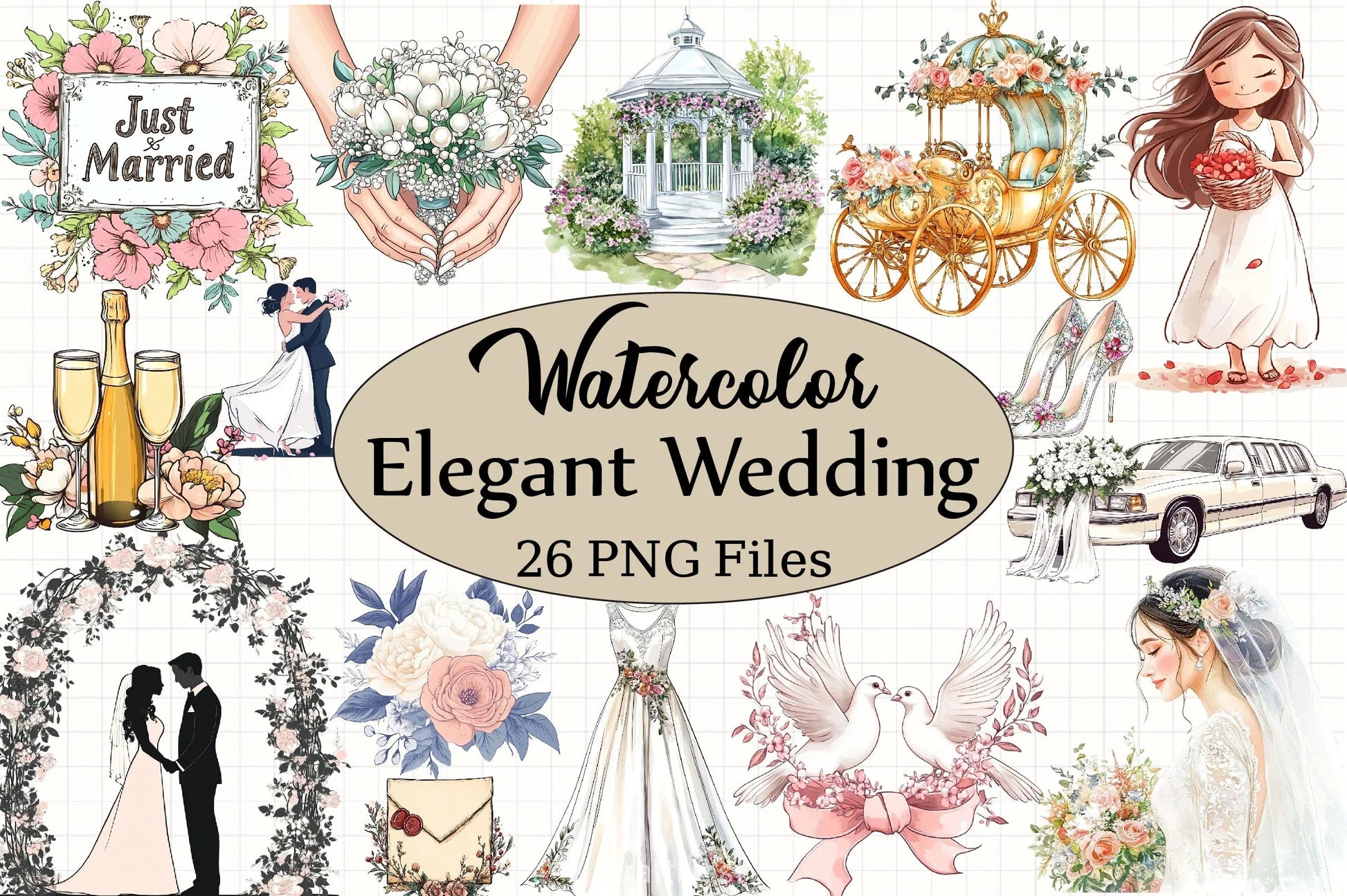 Elegant Wedding Clipart Bundle 1 - CraftNest - Digital Crafting and Art