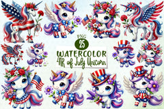 4th of July Unicorn Clipart Bundle 5 - CraftNest - Digital Crafting and Art