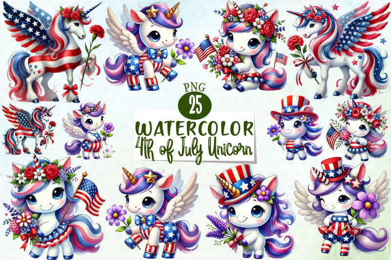 4th of July Unicorn Clipart Bundle 5 - CraftNest - Digital Crafting and Art
