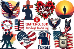 Never Forget Memorial Day Clipart Bundle - CraftNest - Digital Crafting and Art