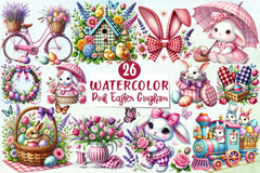 Pink Easter Gingham Clipart Bundle - CraftNest - Digital Crafting and Art