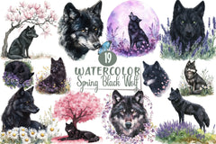 Spring Black Wolf Clipart Bundle - CraftNest - Digital Crafting and Art