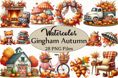 Gingham Autumn Clipart Bundle 3 - CraftNest - Digital Crafting and Art