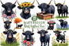 Black Highland Cow Clipart Bundle