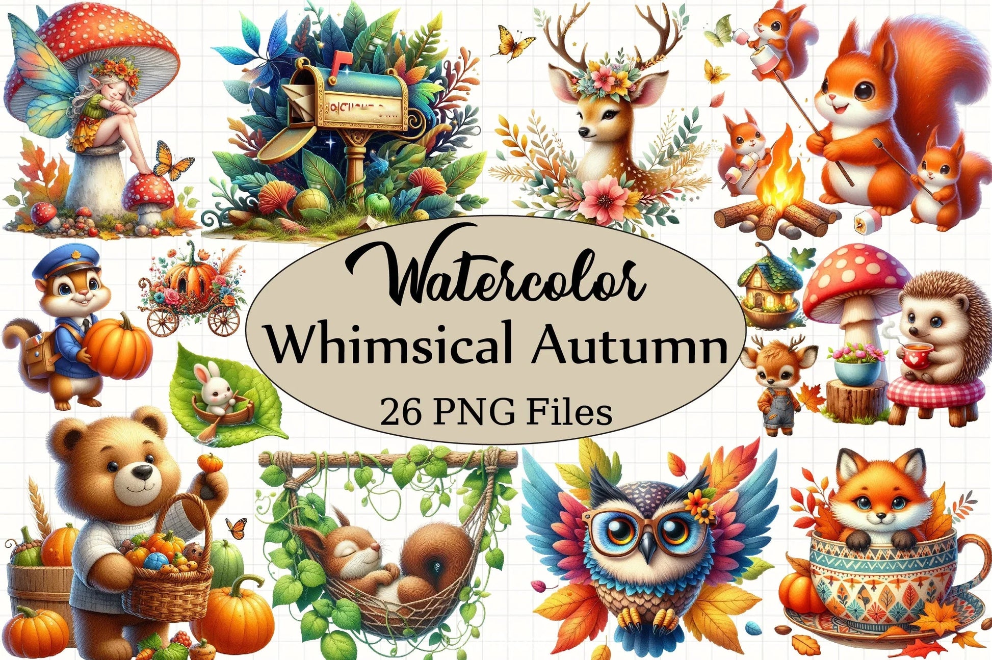 Whimsical Autumn Clipart Bundle - CraftNest - Digital Crafting and Art
