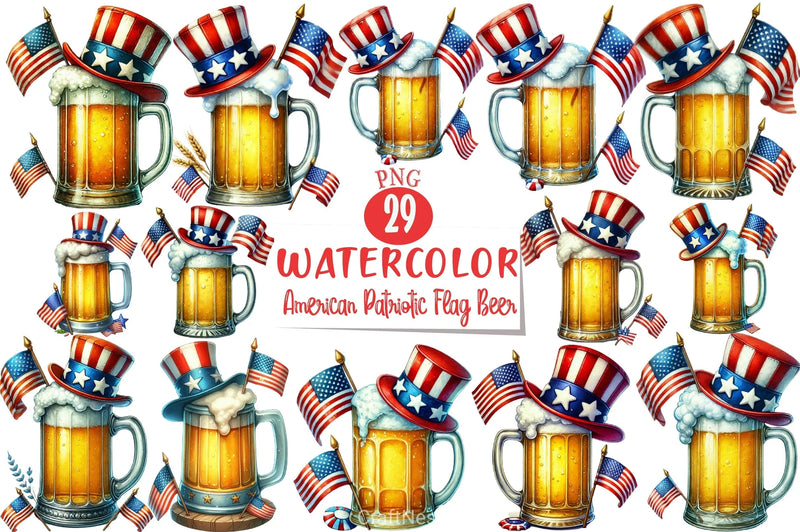 American Patriotic Flag Beer Clipart Bundle - CraftNest - Digital Crafting and Art