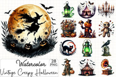 Vintage Creepy Halloween Clipart Bundle - CraftNest - Digital Crafting and Art
