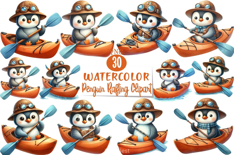 Penguin Rafting Clipart Bundle - CraftNest - Digital Crafting and Art