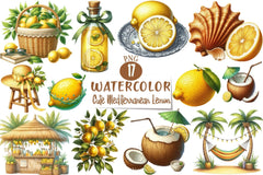 Mediterranean Lemon Beach Clipart Bundle 2 - CraftNest - Digital Crafting and Art