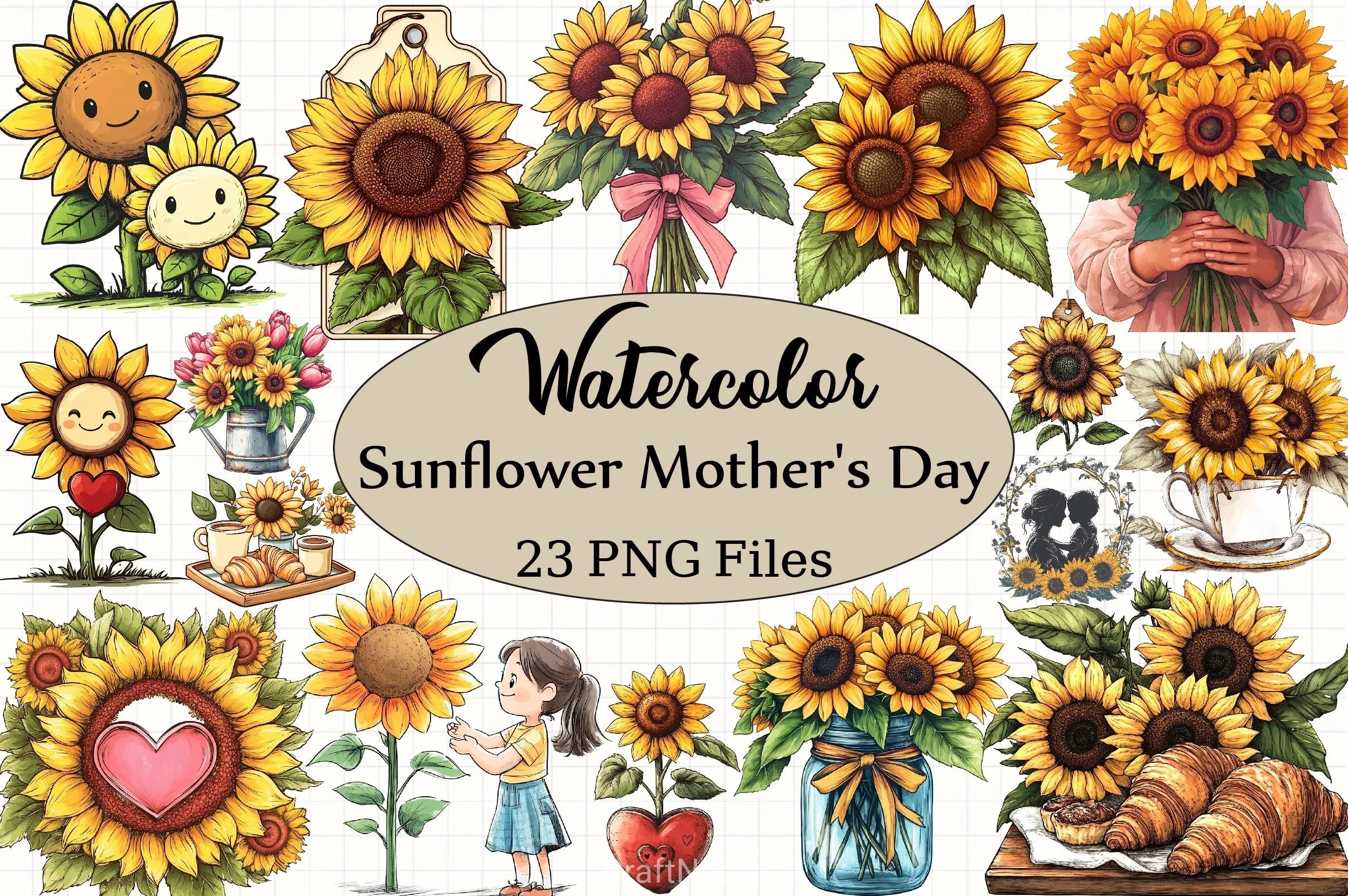 Sunflower Mother's Day Clipart Bundle 3 - CraftNest - Digital Crafting and Art