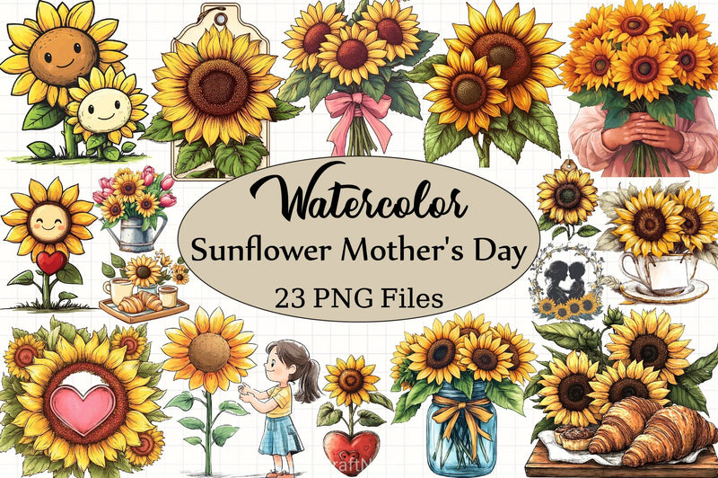 Sunflower Mother's Day Clipart Bundle 3 - CraftNest - Digital Crafting and Art