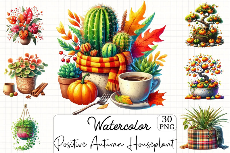 Autumn Houseplant Clipart Bundle - CraftNest - Digital Crafting and Art