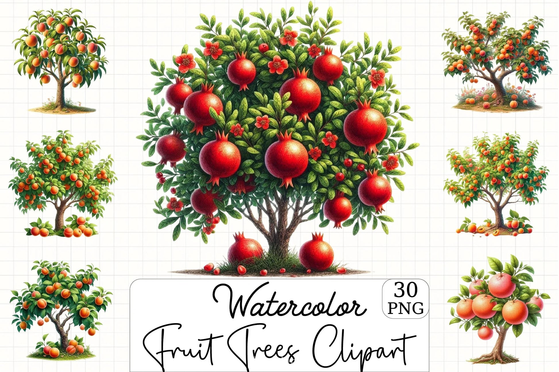 Fruit Trees Clipart Bundle - CraftNest - Digital Crafting and Art