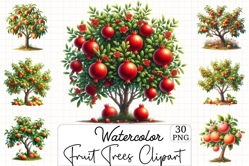 Fruit Trees Clipart Bundle - CraftNest - Digital Crafting and Art