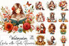 Girls Fall Flowers Clipart Bundle
