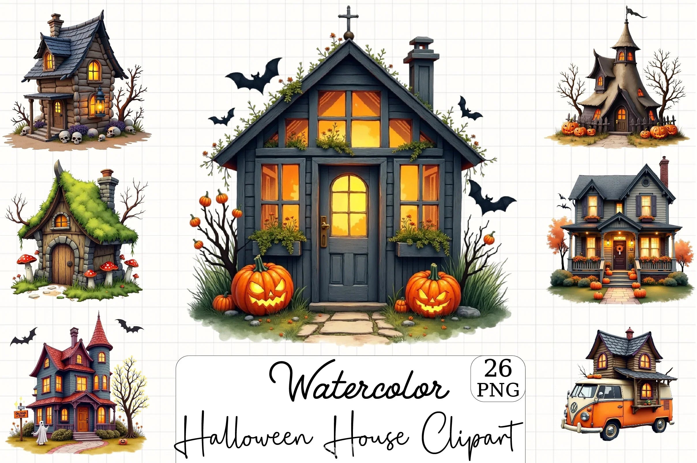 Halloween House Clipart Bundle 5 - CraftNest - Digital Crafting and Art