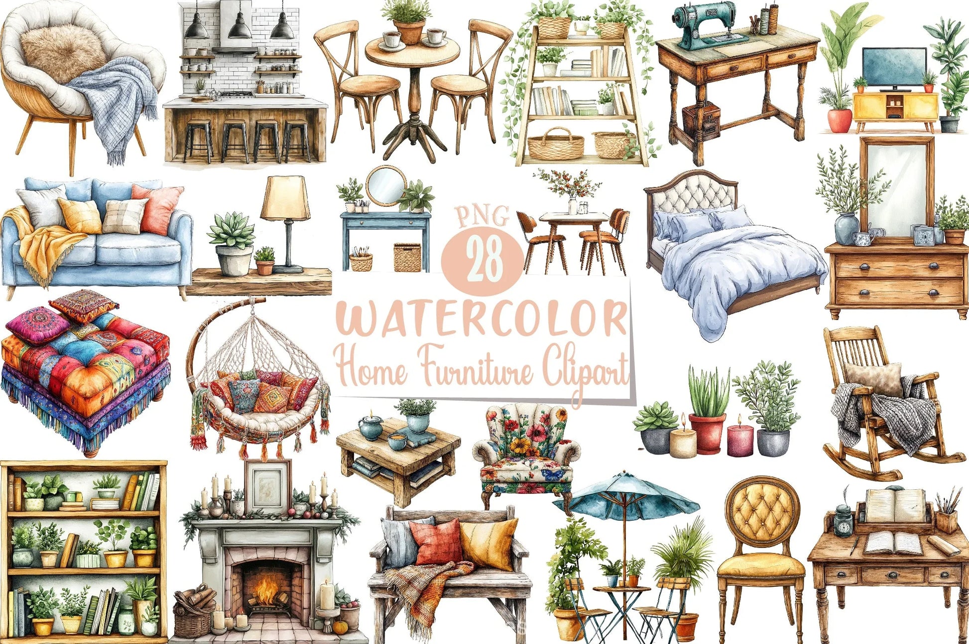 Home Furniture Clipart Bundle 4 - CraftNest - Digital Crafting and Art