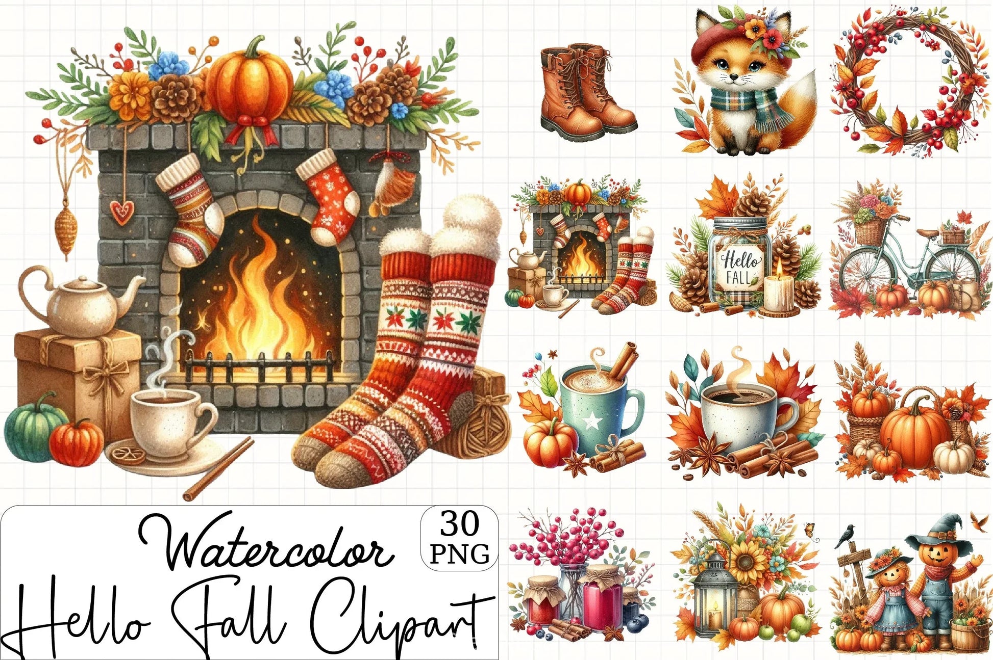 Hello Fall Clipart Bundle - CraftNest - Digital Crafting and Art