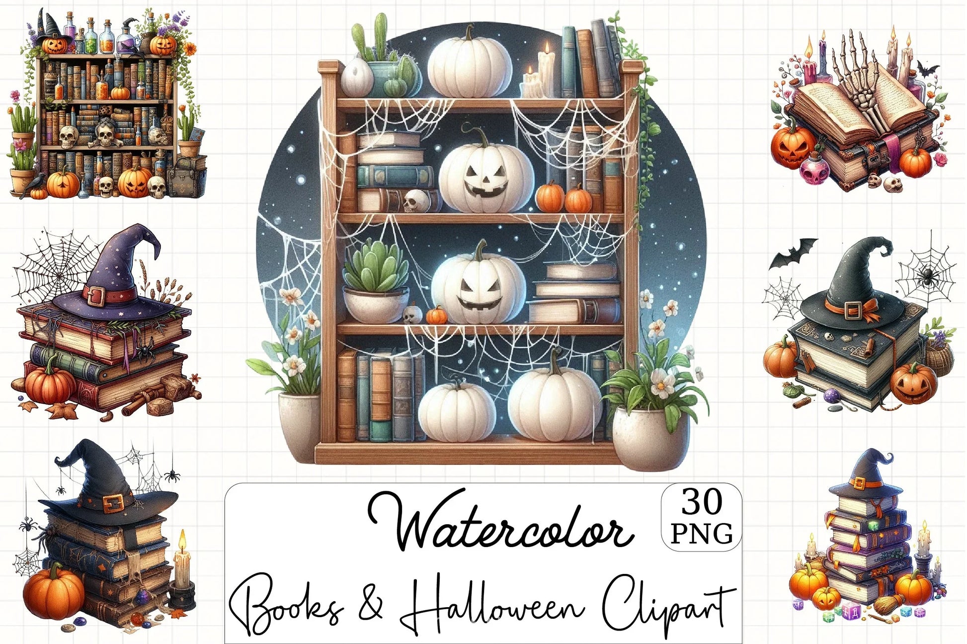 Books & Halloween Clipart Bundle - CraftNest - Digital Crafting and Art