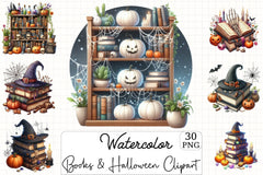 Books & Halloween Clipart Bundle - CraftNest - Digital Crafting and Art