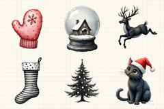 Black & White Christmas Clipart Bundle - CraftNest - Digital Crafting and Art