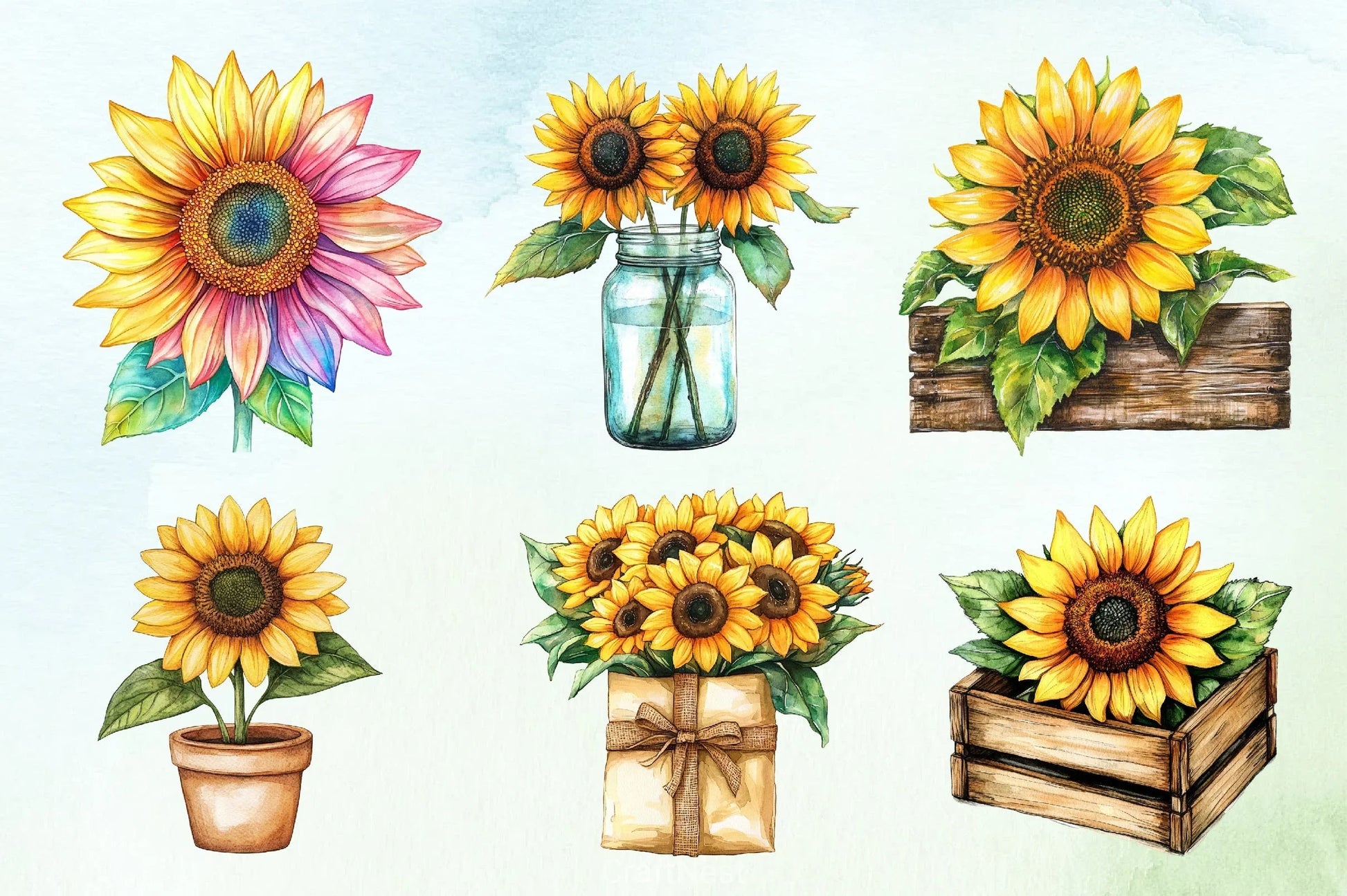 Spring Sunflower Clipart Bundle - CraftNest - Digital Crafting and Art