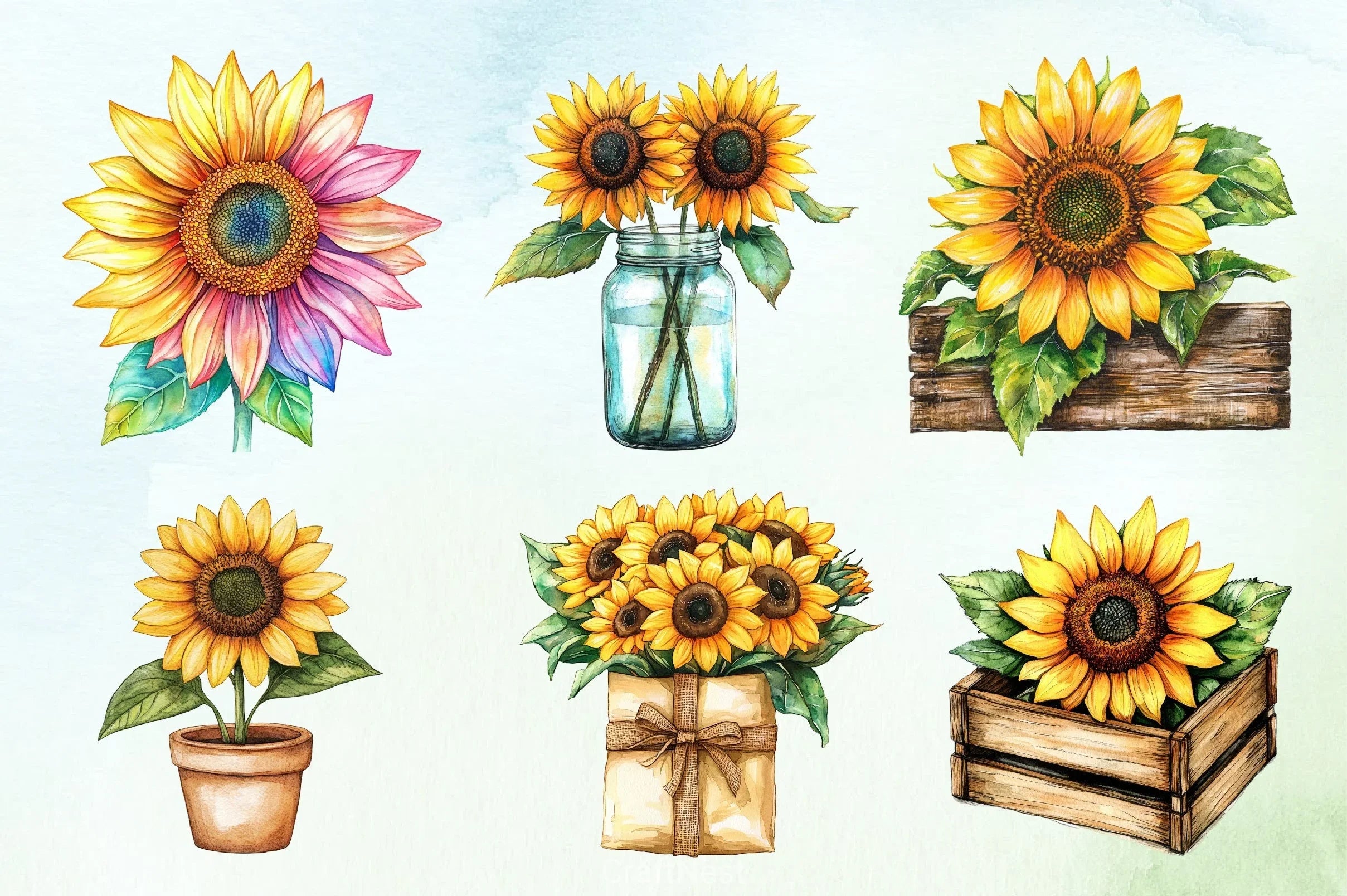 Spring Sunflower Clipart Bundle - CraftNest - Digital Crafting and Art