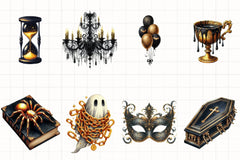 Creepy Black & Gold Halloween Clipart Bundle - CraftNest - Digital Crafting and Art