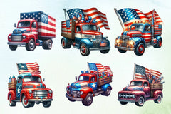 4th of July Truck Clipart Bundle - CraftNest - Digital Crafting and Art