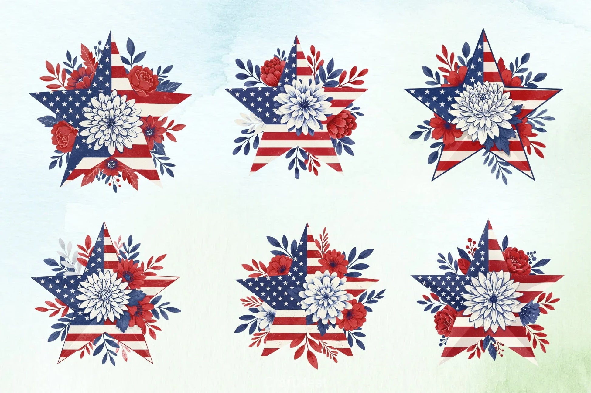 American Patriotic Star Clipart Bundle    2 - CraftNest - Digital Crafting and Art