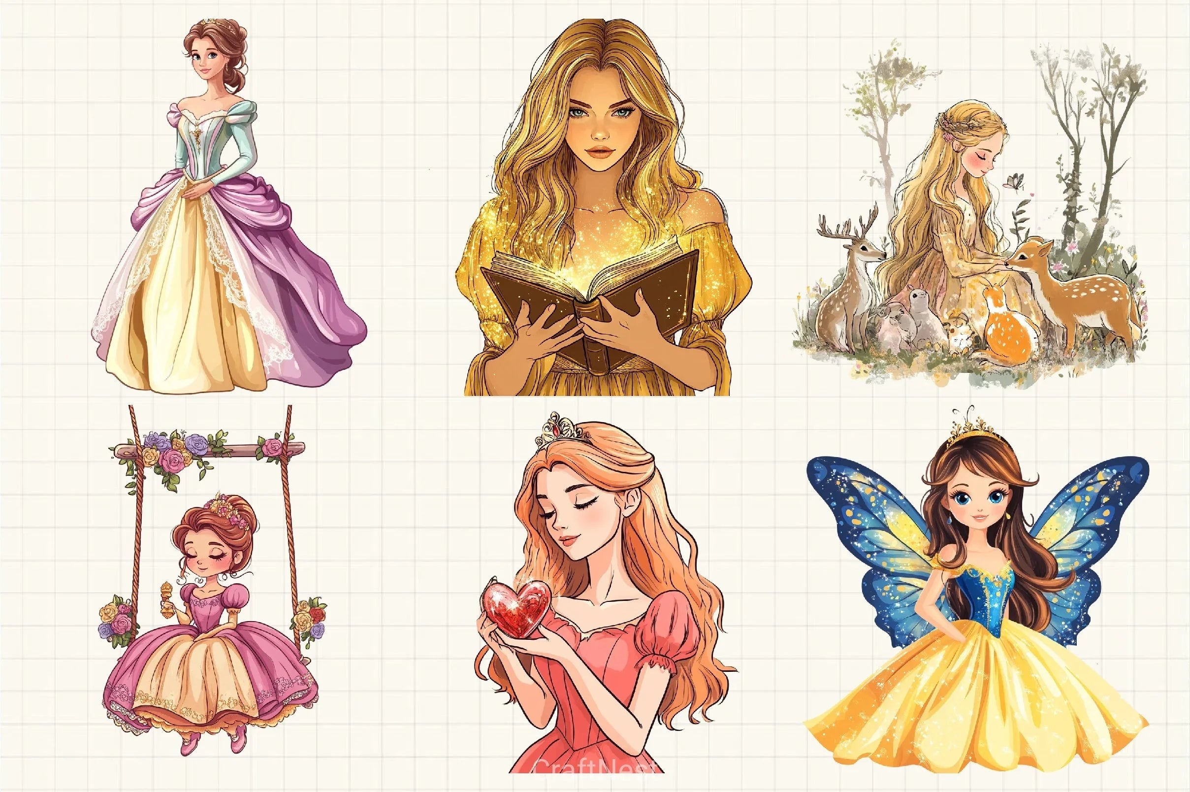 Beautiful Princess Clipart Bundle - CraftNest - Digital Crafting and Art