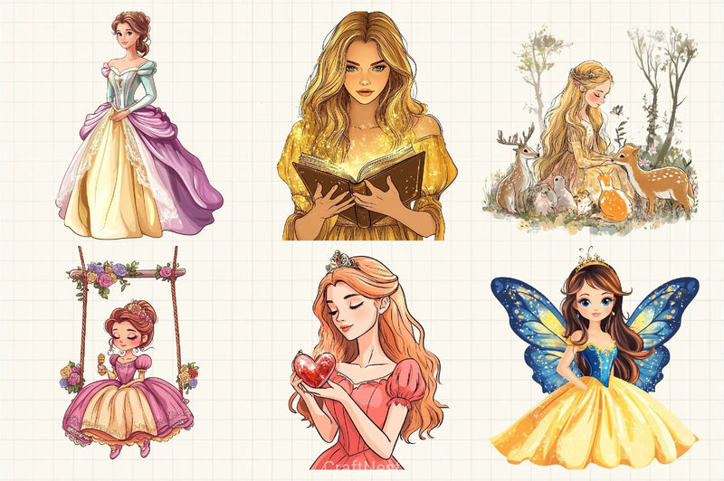 Beautiful Princess Clipart Bundle - CraftNest - Digital Crafting and Art
