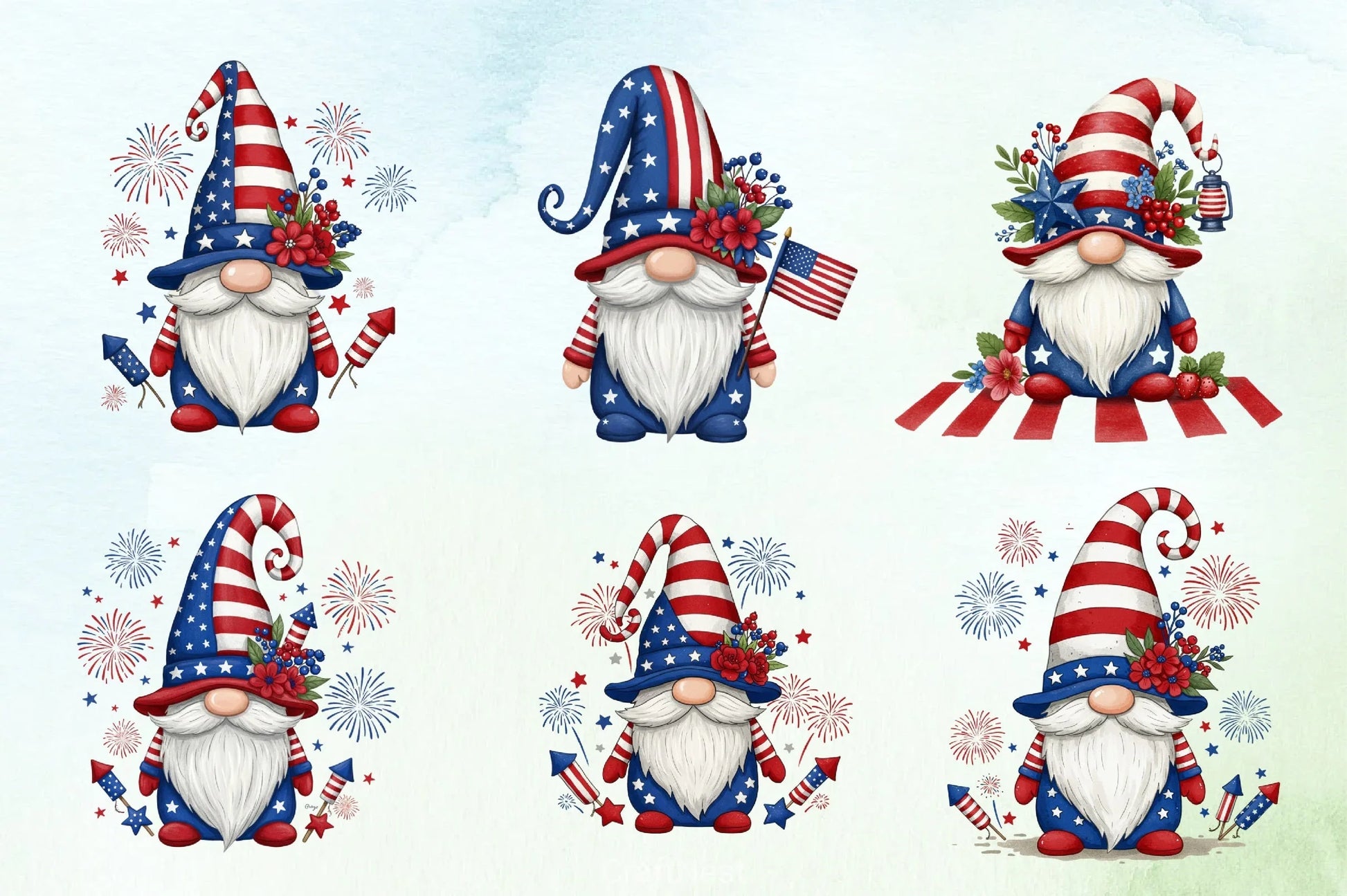 4th of July Gnomes Clipart Bundle 2 - CraftNest - Digital Crafting and Art