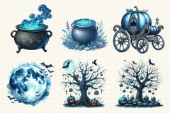 Blue Halloween Clipart Bundle - CraftNest - Digital Crafting and Art