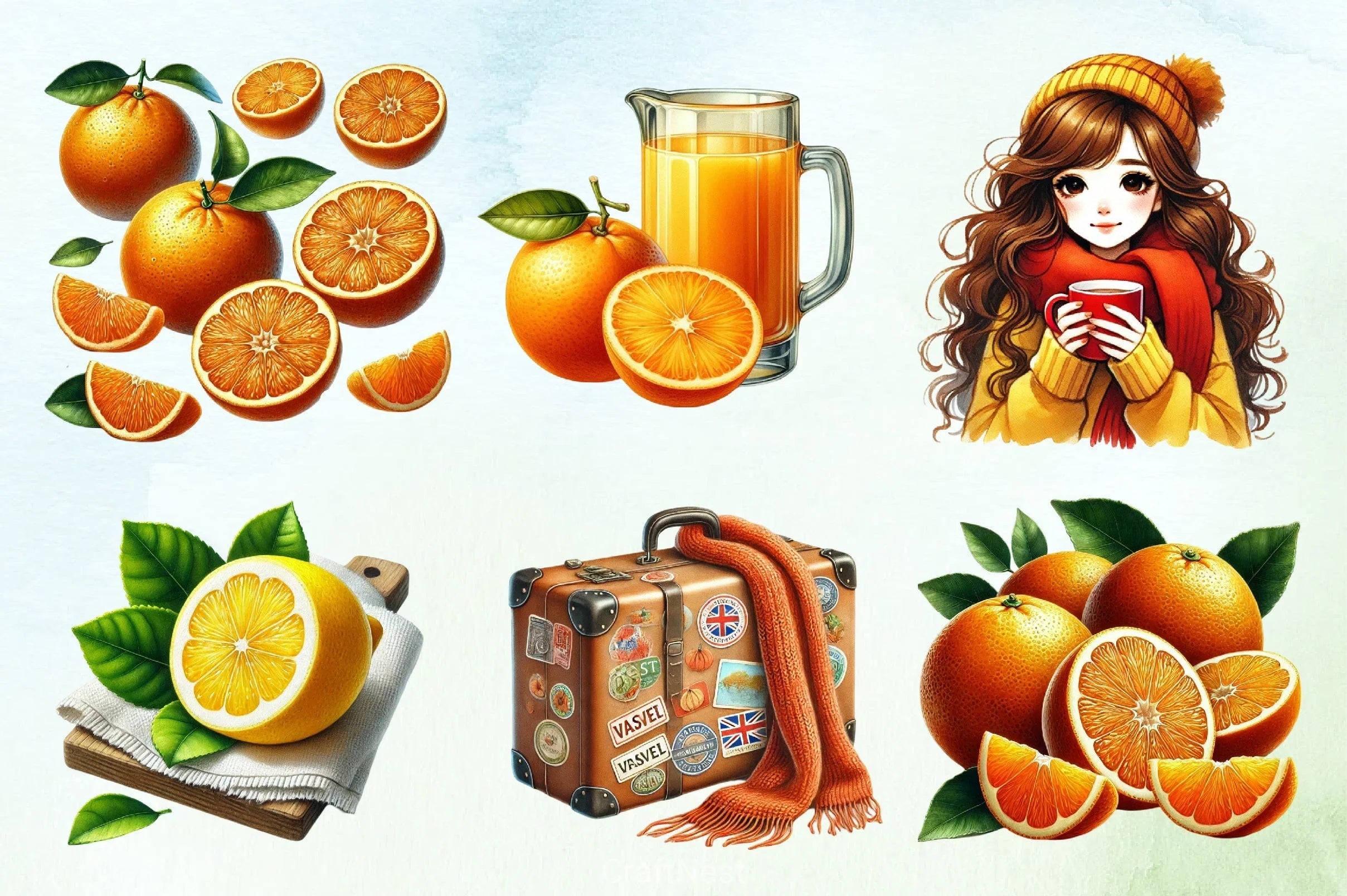 Winter Citrus Clipart Bundle 1 - CraftNest - Digital Crafting and Art