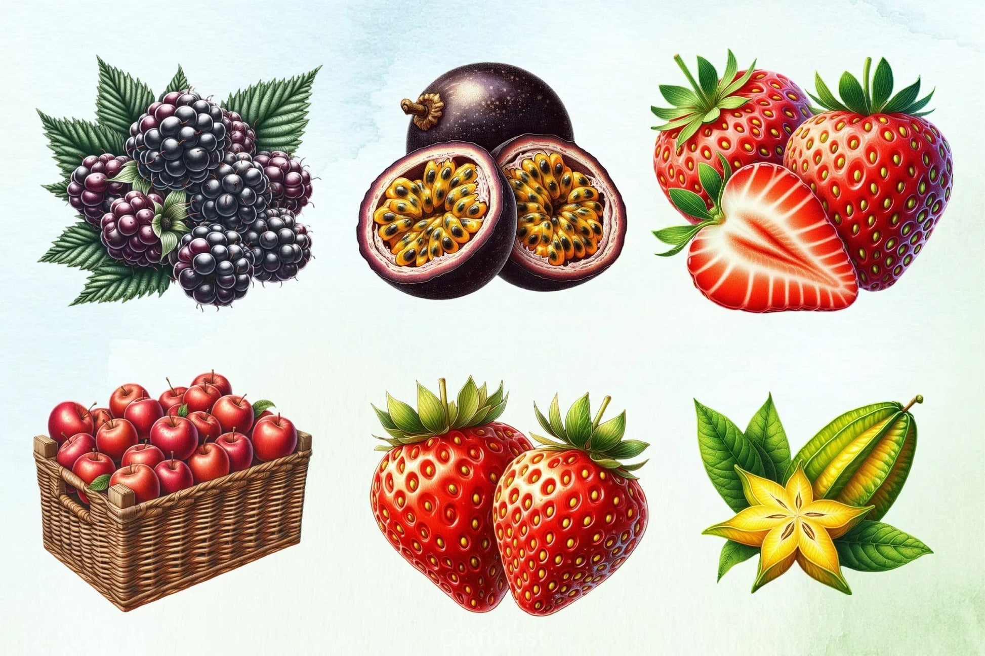 Fresh Organic Fruit Clipart Bundle - CraftNest - Digital Crafting and Art