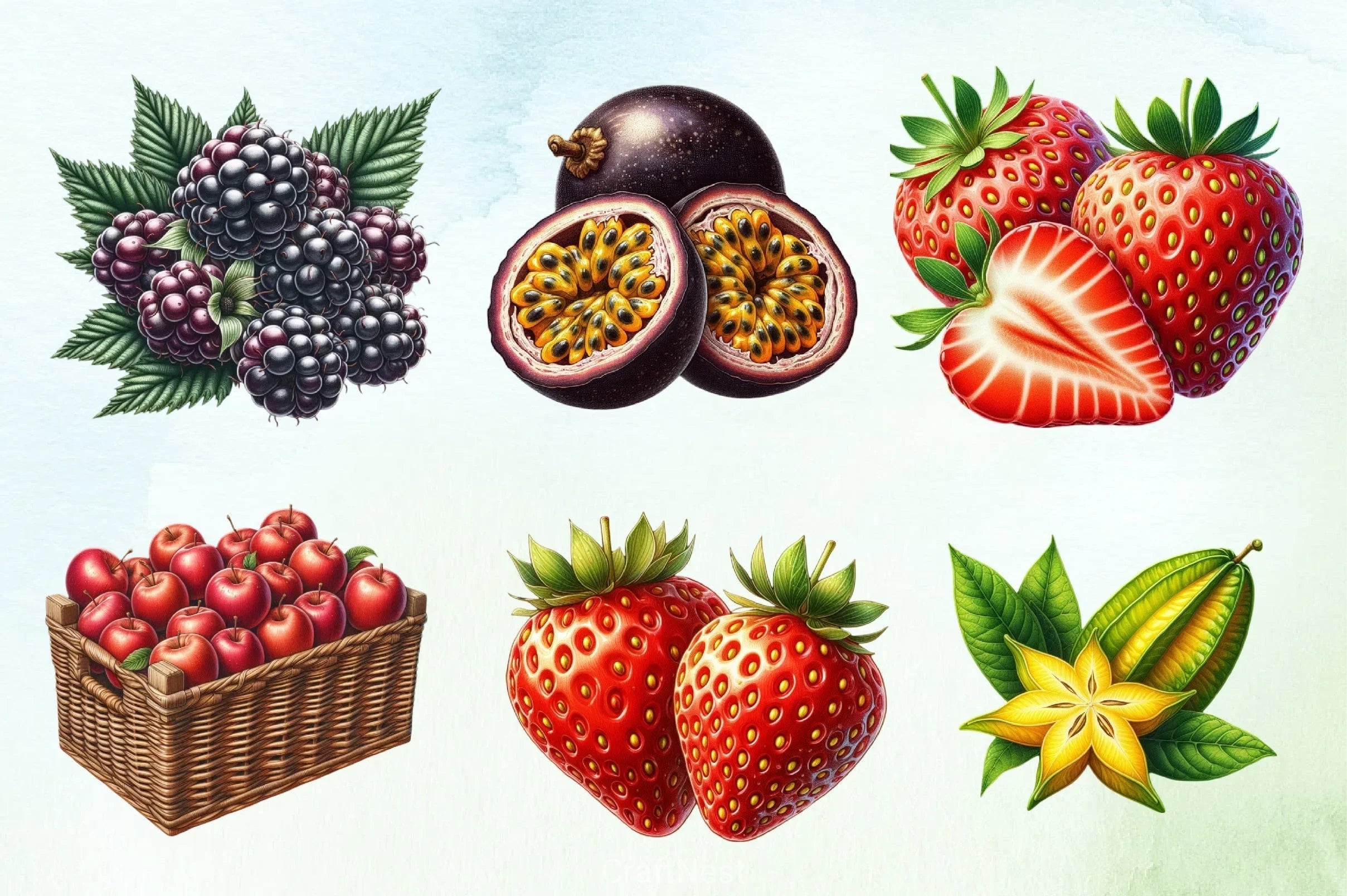 Fresh Organic Fruit Clipart Bundle - CraftNest - Digital Crafting and Art