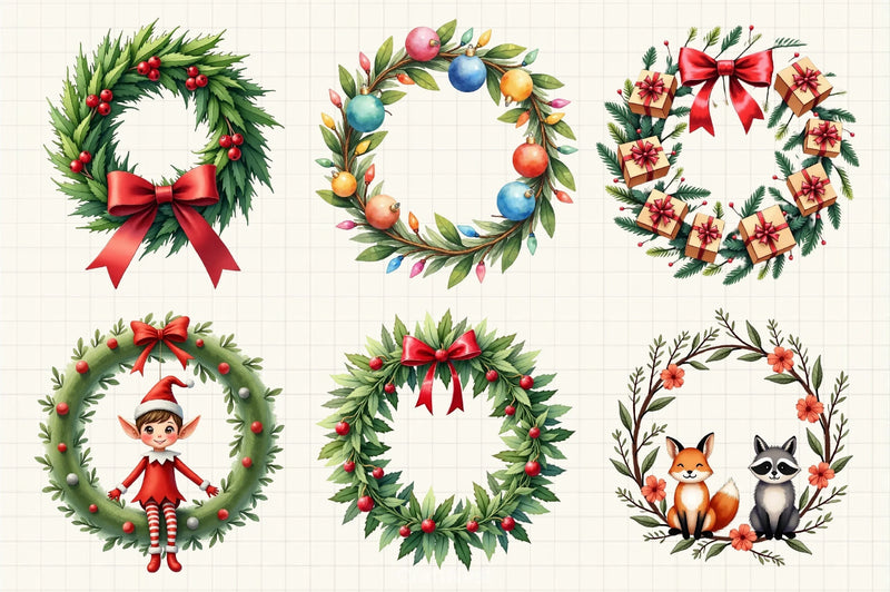 Christmas Wreath Clipart Bundle 8 - CraftNest - Digital Crafting and Art
