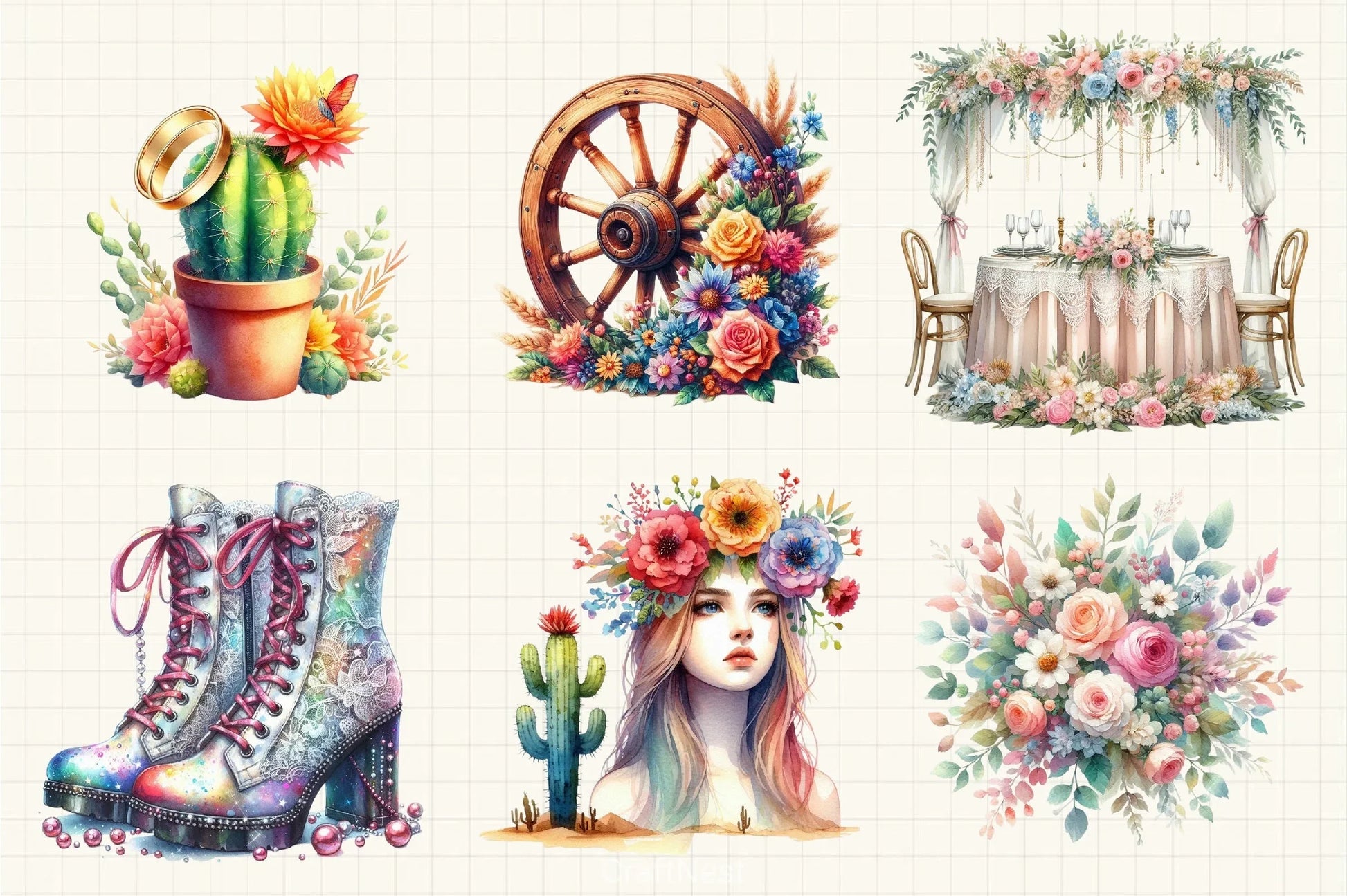 Western Boho Wedding Clipart Bundle 6 - CraftNest - Digital Crafting and Art