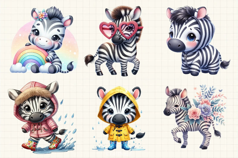 Cute Zebra Clipart Bundle - CraftNest - Digital Crafting and Art