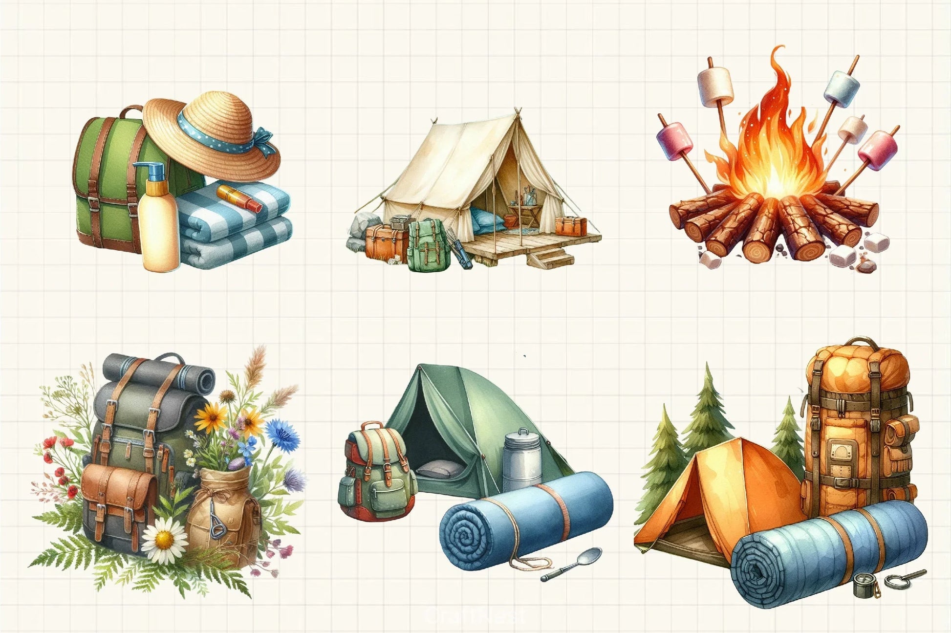 Summer Camping Clipart Bundle 4 - CraftNest - Digital Crafting and Art