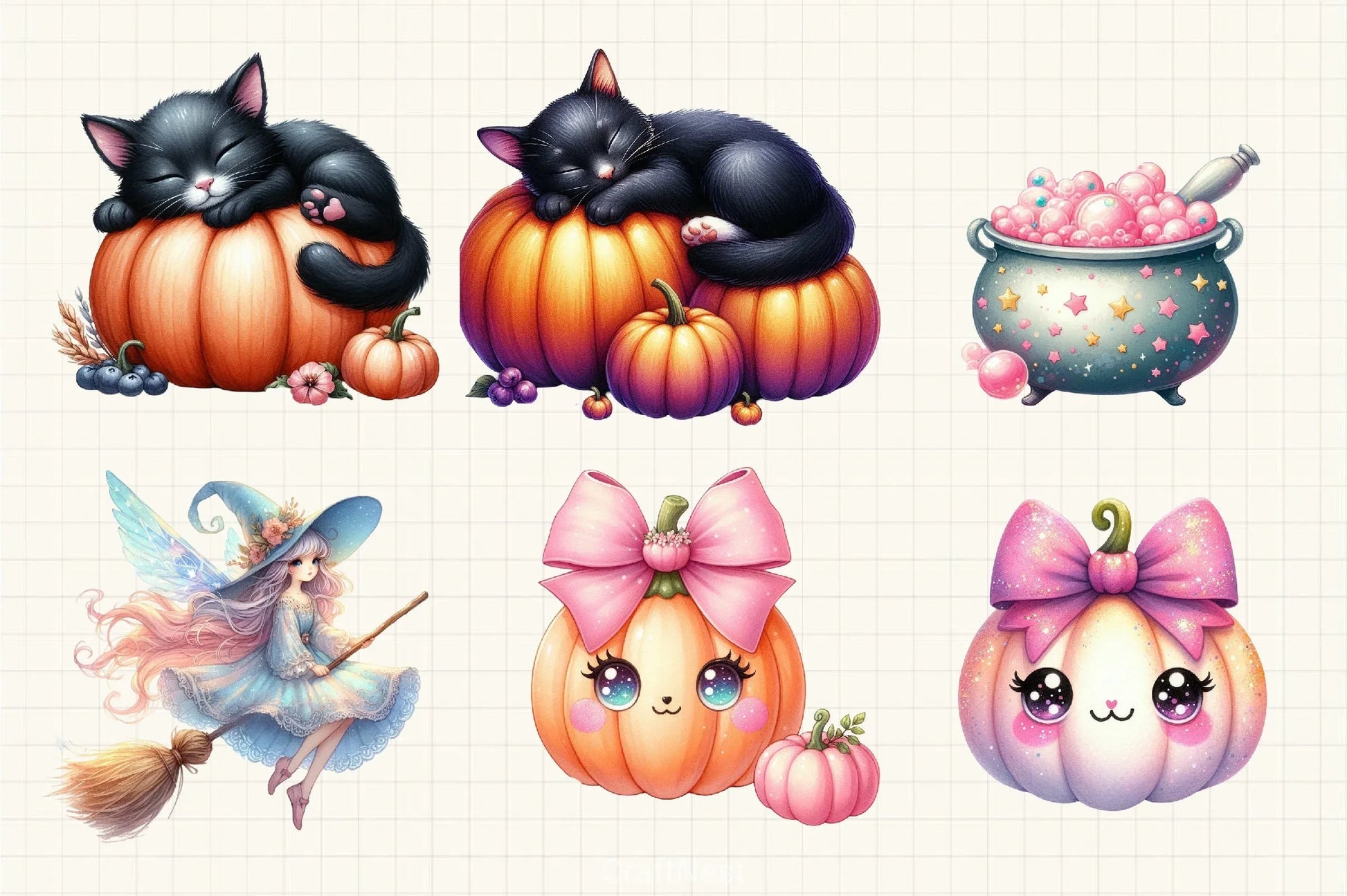 Pastel Halloween Clipart Bundle 3 - CraftNest - Digital Crafting and Art