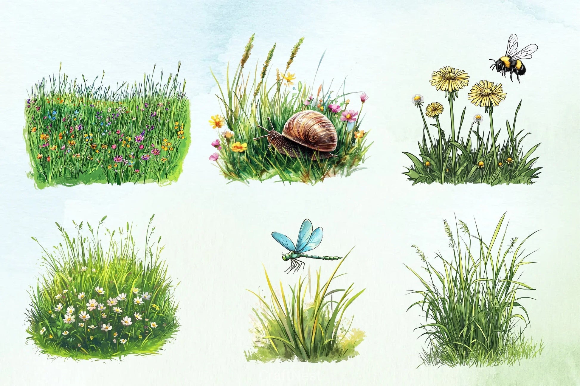 Spring Grass Clipart Bundle - CraftNest - Digital Crafting and Art