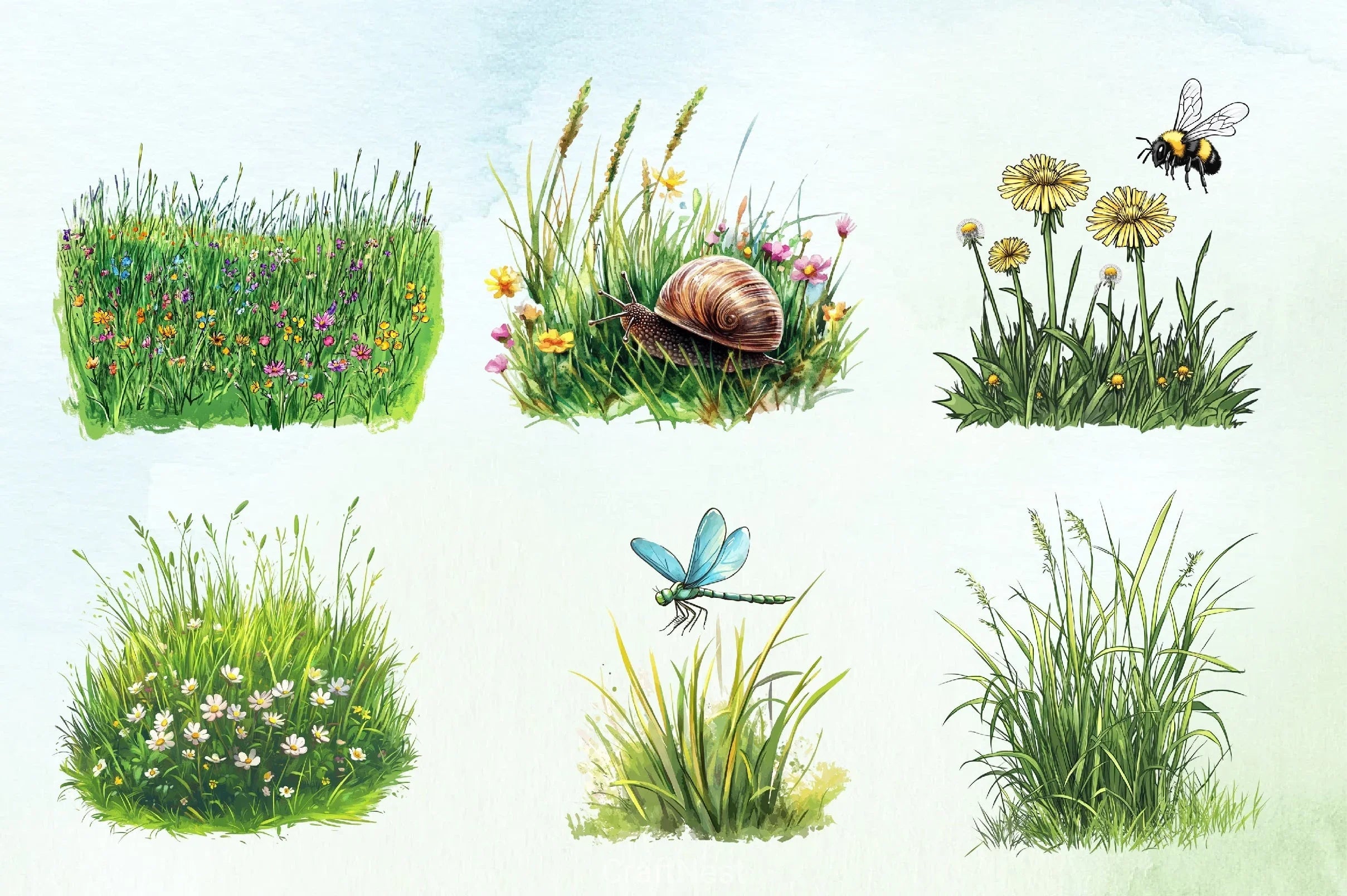 Spring Grass Clipart Bundle - CraftNest - Digital Crafting and Art